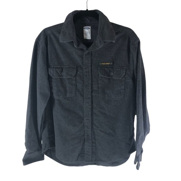 Old Navy Other - Old Navy Mens Vintage Flannel Shirt Chest Pockets Cotton Solid Gray S